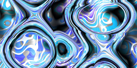 Encapsulated blue black purple gray white turquoise seamless tile - bubble-like bulges with translucent magnifying glass effect