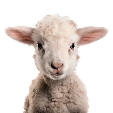 Cute baby lamb isolated on transparent background