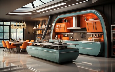 A colorful Indian kitchen interior design that creates a pleasant atmosphere