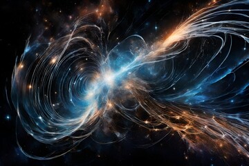 Interstellar ripples of fluidic energy converge in a breathtaking display of cosmic beauty, frozen in a stunning high-definition moment.