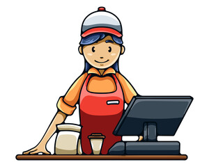 Cashier Girl Illustration
