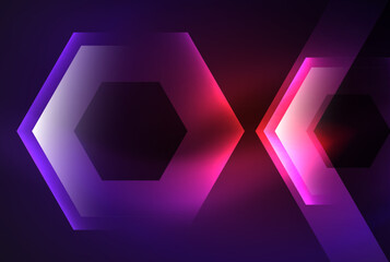 Arrow hexagon neon light glowing shapes background. Vector illustration For Wallpaper, Banner, Background, Card, Book Illustration, landing page