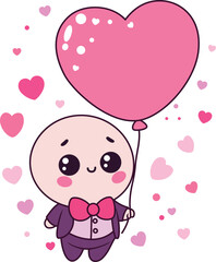 Valentines Day Heart Balloon illustration vector