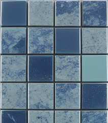 Blue mosaic tile background. stonewall, rock texture. Close-up. Stone background for design. Nature backdrop
