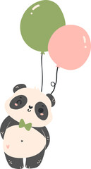 Baby Shower Panda with balloons nursery illustration for baby shower 