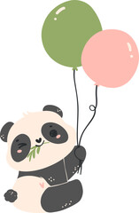 Baby Shower Panda with balloons nursery illustration for baby shower 