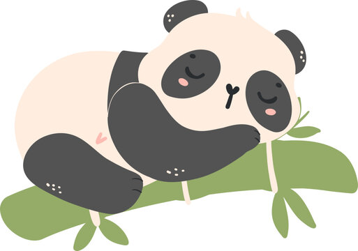 Baby Shower Panda on bamboo nursery illustration for baby shower 