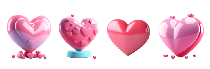 cute 3d heart shape, cartoon style, valentine day