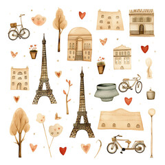 Watercolor Valentine Love in Paris