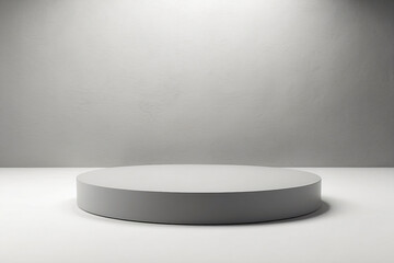 Empty podium on an abstract gray textured background or in a white studio