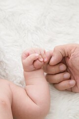 赤ちゃんと握手