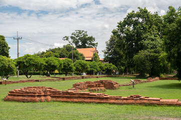 An old ruined of Chan Palace the residence of the Ayutthaya Royal family in the 15th Century and being the birth place of King Naresuan located in Phitsanulok province, Thailand.