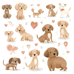 Watercolor Valentine Puppy Love 