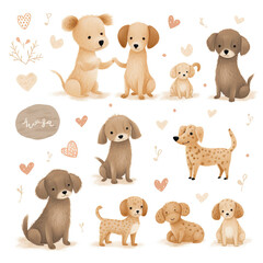 Watercolor Valentine Puppy Love 