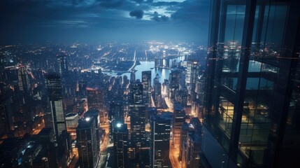 Magnificent view of the city from the top of a skyscraper