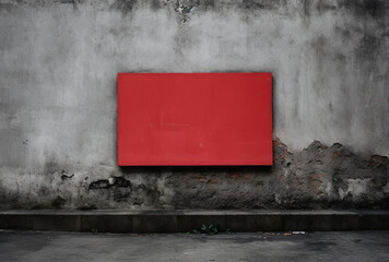 empty red board in front of gray wall. Ai generated Images