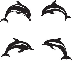 Naklejka premium A Set of dolphin silhouettes 
