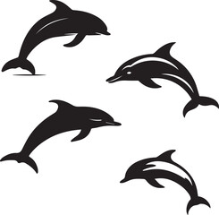 Naklejka premium A Set of dolphin silhouettes 