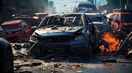 Chaos Unleashed: The Aftermath of a Multi-Vehicle Collision, the disrupted order, shattered lives, and the complexity of the situation, emphasizing the unforeseen impact and the challenges faced in it