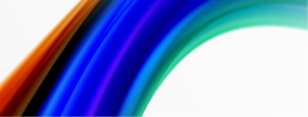 Rainbow color silk blurred wavy line background on white, luxuriously vibrant visually captivating backdrop. Stunning blend of colors reminiscent of rainbow, silky and gracefully blurred wavy pattern