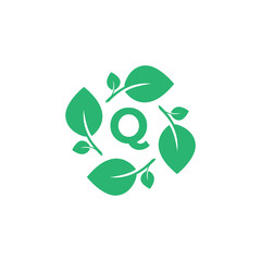 letter q organic leaf botanical product modern logo design graphic vector