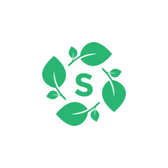 letter s organic leaf botanical product modern logo design graphic vector