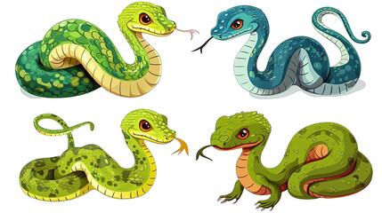 set of cartoon snake