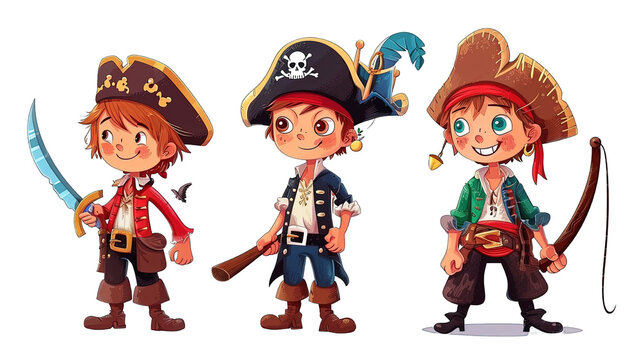 Set of Boy Pirates Cartoon