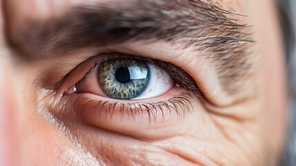 Fototapeta premium Close-up view of a senior man eye. Health care and healthy vision concept.