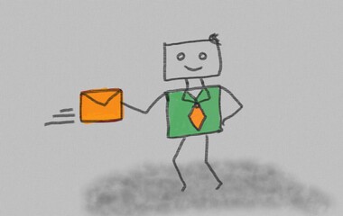 Mail send man cartoon design 