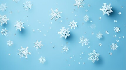 Sleek and minimalistic snowflakes on a soft blue background
