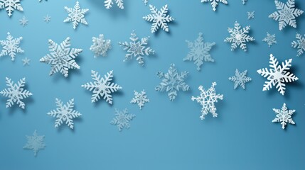 Sleek and minimalistic snowflakes on a soft blue background