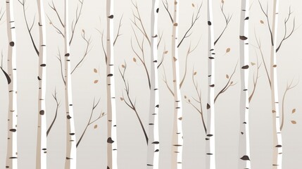 Sleek and minimalistic birch tree designs in a vector pattern.