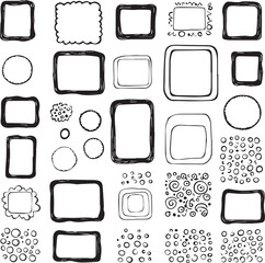 Set of grunge circles, squares, rectangles frames isolated on white background 