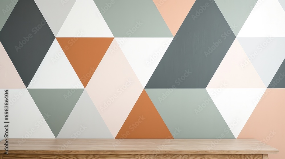 Poster interlocking triangles in a soothing nordic color palette.
