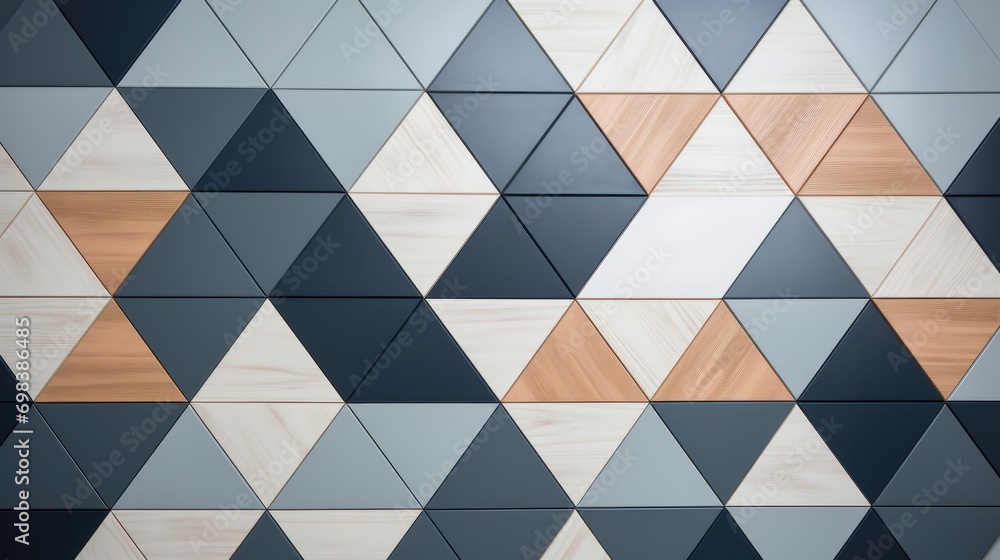 Poster interlocking triangles in a soothing nordic color palette.