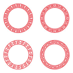 Set of Chinese Circle Frame. With Oriental Design Style. Isolated Vector Icon. 