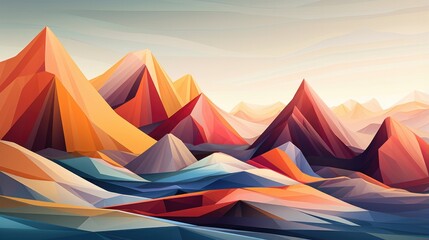 Abstract mountain shapes in a harmonious and flat composition.