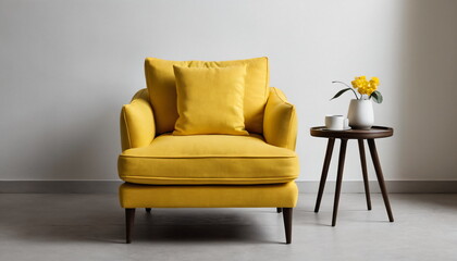 Yellow Cushions Adding Charm to Armchair