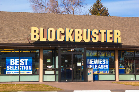 Oregon, USA 3/25/2019: The last Blockbuster store in the USA. The store is shown on the inside and also on the outside from the parking lot. Blockbuster LLC, formerly Blockbuster Entertainment, Inc.