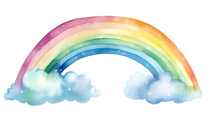 Cute watercolor rainbow, isolated on transparent background, PNG, 300 DPI	