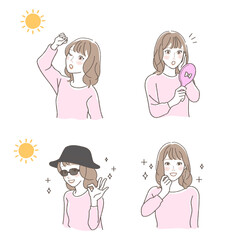 Illustration Set of Women with Causes and Measures of Brown Circles.