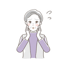 Illustration of a Senior Women Troubled with Black Circles.