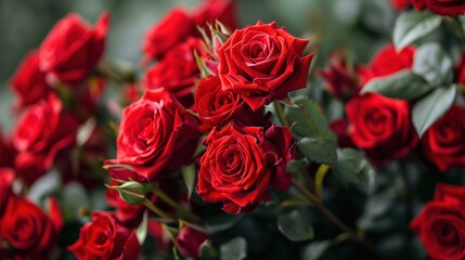 Obraz premium A bouquet of red roses, a symbol of love and affection.
