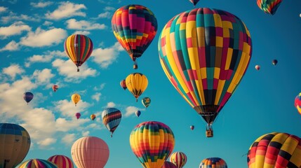 Fototapeta premium A colorful hot air balloon festival with balloons of various shapes and sizes
