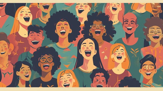 A diverse choir singing in unison, harmony in diversity.