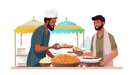 An Indian man is selling pani puri on street,Isolated on transparent PNG background, Generative ai - obrazy, fototapety, plakaty
