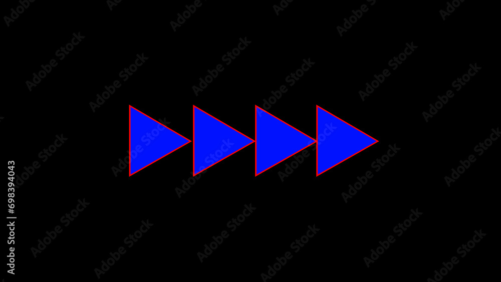 Poster abstract right arrows. 4k silhouette arrows in isolated on black background. direction banner. arrow