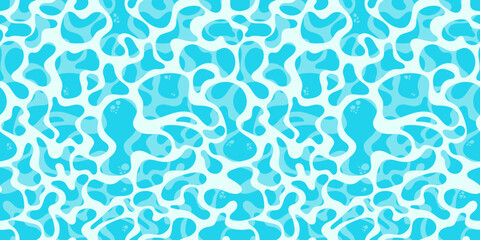 water surface seamless pattern, rippled water reflections, pool backdrop, flat cartoon sea background style, water surface beach or pool party texture, vector illustration - obrazy, fototapety, plakaty
