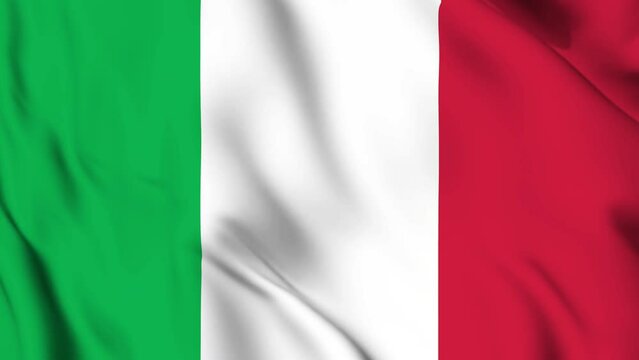 Waving Italian Flag video background. Realistic Slow Motion Animation. 4K Loop Motion Graphics. il Tricolore, independence, nationalism flag concept